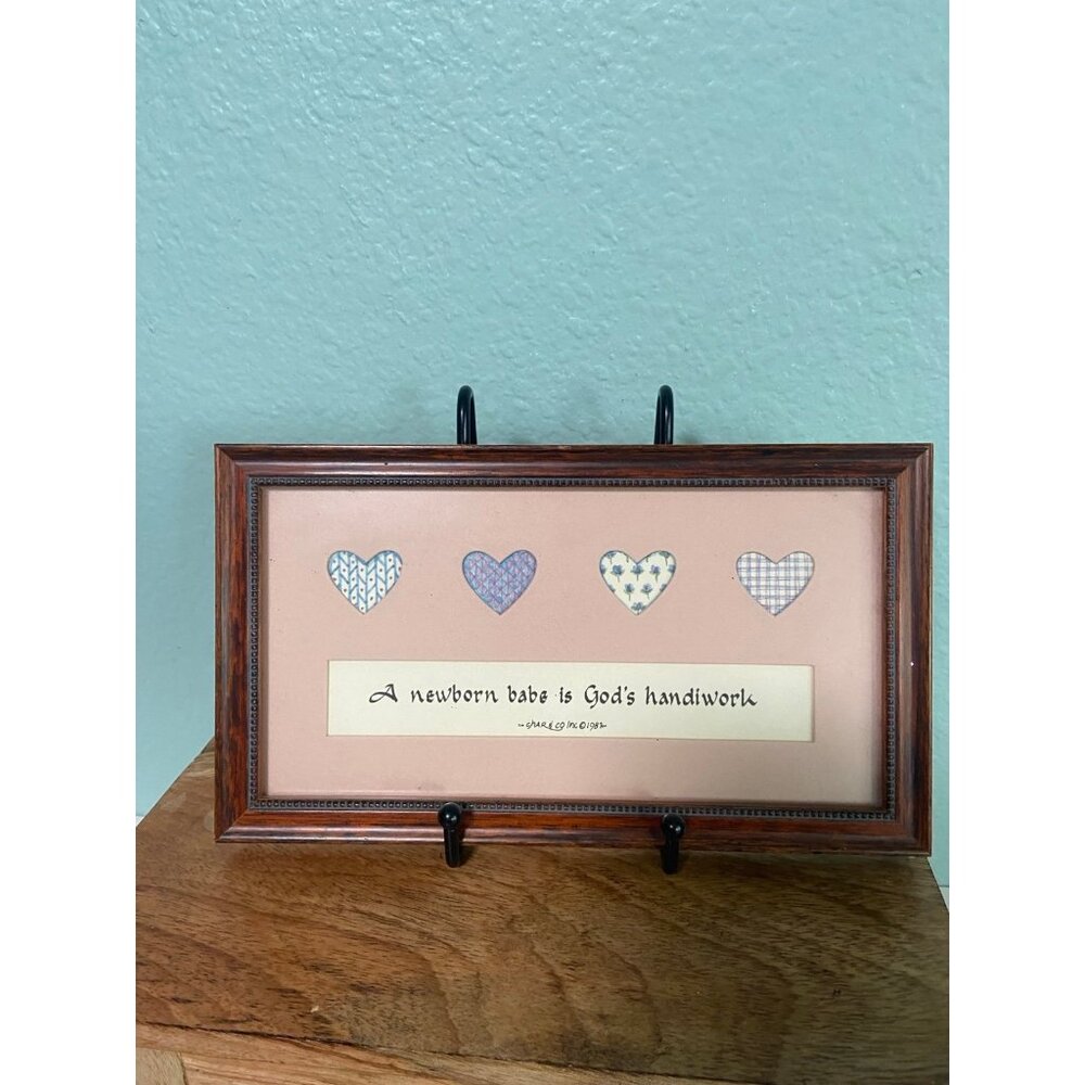 Vintage A Newborn Babe is God's Handiwork‎ Heart Quote Framed Art